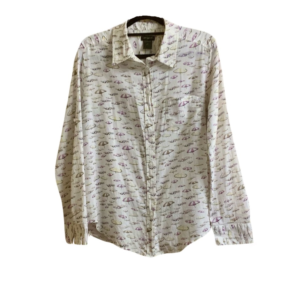 Ann Taylor Pastel Printed Button-Down Shirt